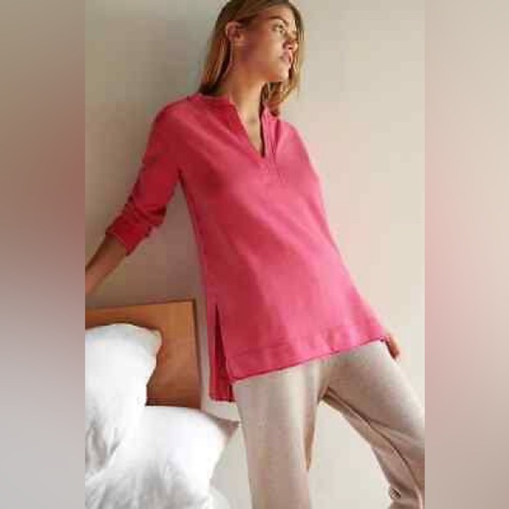 Anthropologie Pilcro Split-Hem Tunic Top Sweatshirt Pink